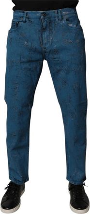 Dolce & Gabbana Blue Tie Dye Skinny Denim Jeans - Heren - Slim Fit Jeans - Blauw - M - Denim - Jeans