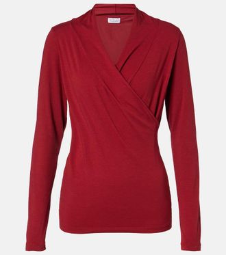 Velvet Meri cotton-blend jersey wrap top