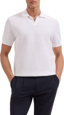 Bugatchi Open Stitch Polo Sweater in Chalk at Nordstrom, Size Xxx-Large