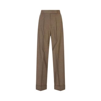 Max Mara Wide Trousers, female, Brown, Size: 2XS Manetta High-Waist Trousers