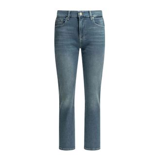 7 For All Mankind High Waisted Straight Leg Jeans - Dames - Jeans - Blauw - Maat: W25 Katoen
