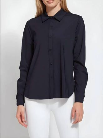 Lyss&eacute; Connie Slim Button Down Top In True Navy