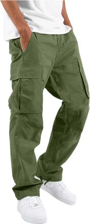 Generic Solid Color Mens Cargo Trousers UK Work Wear Pants with Pocket Tie Overalls Outdoor Hiking Drawstring Casual Pants Four Seasons Mens Cargo Trousers (G