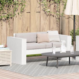 Berkfield Home Garden Sofa 2-Seater 134x60x62 cm White Solid Wood Pine | Size: 134 x 60 x 62 cm