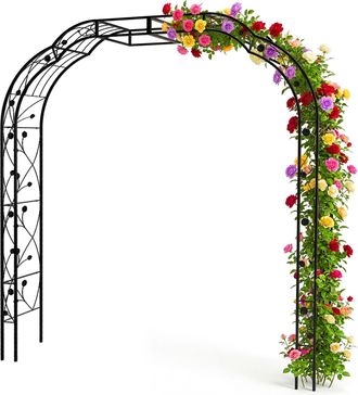Relaxdays Arco Para Rosales Relaxdays, Metal, 250 X 228 X 39 Cm, Soporte Resistente Para Trepadoras, Negro