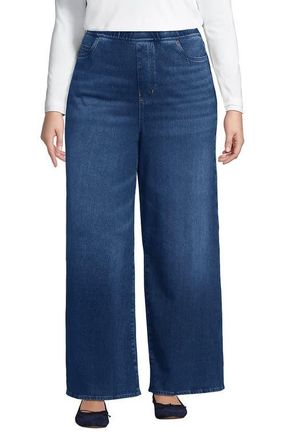 Lands End Starfish Denim High Rise Wide Leg Jeans in Indigo Tide Blue at Nordstrom, Size 3X