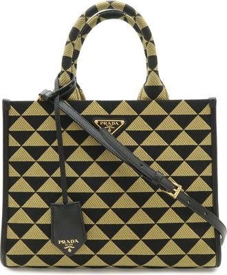 Prada Jacquard Embroidery Small Tote Bag