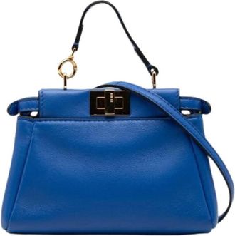 Fendi Pre-owned Mini Bags, female, Blue, Size: ONE SIZE Pre-owned Micro Peekaboo