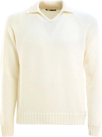 Zanone Truien & Vesten, Heren, Beige, XL, Wol, Giro Polo