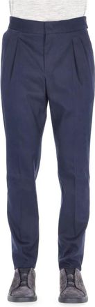 Pantaloni Torino Pantalon van katoen en kasjmier satijn Gentleman 2 plooien - Heren - Nette broeken - Blauw - S - Katoen - Broeken