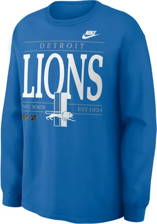 Nike Detroit Lions Rewind Max90 Nike Mens NFL Long-Sleeve T-Shirt in Blue | 04T94KR9SV-SD5