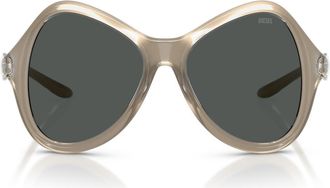 Diesel DL3010U 53mm Cat Eye Sunglasses in Cristal Varnish Metal /Grey at Nordstrom