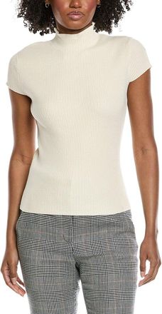 Elie Tahari Cap Sleeve High Neck Rib Top