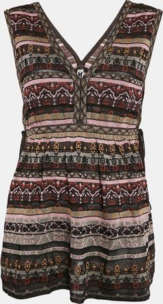 M Missoni Multicolor Patterned Lurex Knit V-Neck Top