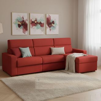 Dmora Sof&aacute; Cama Con Chaise Longue Celleno, Desenfundable, Contenedor Made In Italy, Hidr&oacute;fugo, Convertido En Cama Con Red Electrosoldada, 280x160 Cm