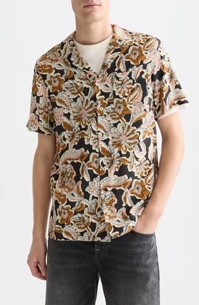 Scotch & Soda Relaxed Fit Print Short Sleeve Button-Up Shirt in Lucky Bandana Multi at Nordstrom, Size Large