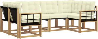 vidaXL Conjunto De Sof&aacute;s De Exterior 6 Uds. Blanco Y Crema Vidaxl