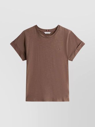 Tommy Hilfiger flamed cotton crewneck t-shirt with rolled sleeves
