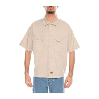 Dickies 247 GD Work Shirt SS - Heren - Korte mouwen Overhemden - Beige - S - Katoen - Overhemden