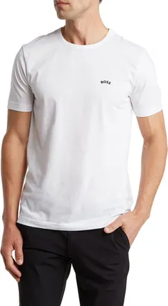 BOSS Cotton Curved Logo T-Shirt in White at Nordstrom Rack, Size Xx-Large