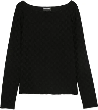 Emporio Armani Womens Jacquard Jersey Sweater With Geometric Pattern