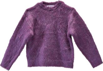 Sunnei Hairy Knit Round Neck Sweater - Heren - Ronde hals truien - Paars - M - Truien & Vesten