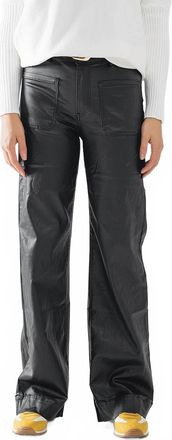 Q2 Faux Leather Wide Leg Pants In Black