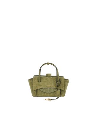 Hidesins Crocodile-Embossed Calf Leather Suede Shoulder Bag