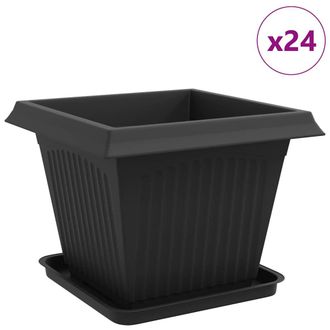 vidaXL Macetas 24 Pcs Negro 43 X 43 X 33,5 Cm Pl&aacute;stico Vidaxl