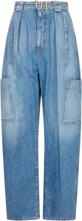Sportmax Lastra Wijde Jeans - Dames - Loose Fit Jeans - Blauw - 2XS - Katoen - Jeans