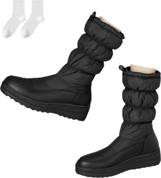 Generic Womens Winter Snow Boots with A Warm, Padded Shaft, Lined Mid-Calf Boots Made of Water-Repellent Material with A Non-Slip Sole, Comfortable Winter Boo