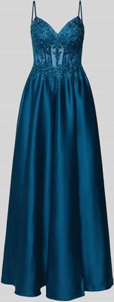 Luxuar Luxuar Corsagenkleid mit Stitchings und Ziersteinbesatz in Blau, Gr&ouml;&szlig;e 32