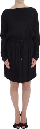 Versace Jeans Couture Modal Zijden Shift Knielange Jurk - Dames - Korte kleedjes - Zwart - S - Leer - Kleedjes