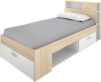 Dmora Dmora - Cama Infantil Cristallo, Cuna Para Dormitorio Con Cabecero, Estructura Para Cama Individual Con Caj&oacute;n Y Baldas, 218x99h96 Cm, Roble Y Antracit