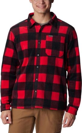 Columbia Steens Mountain Shirt Shacket Mens Red Black Sheck Collar UPS790