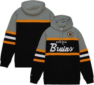Mitchell & Ness Mens Mitchell & Ness Black/Gray Boston Bruins Head Coach Pullover Hoodie at Nordstrom, Size Xx-Large