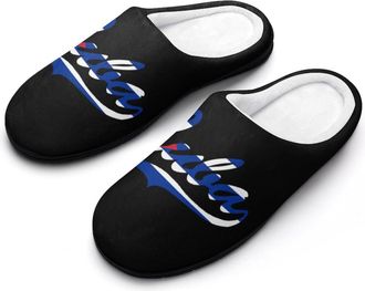 Generic Cuba Flag Mens House Slippers Memory Foam Washable Cotton Slip on Home Shoes