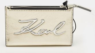 Karl Lagerfeld Gold/silver Faux Leather K/signature Bifold Wallet