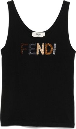 Fendi Tanktop met pailletten logo - Zwart