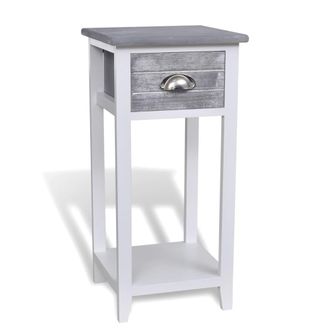 vidaXL Mesita De Noche Con 1 Caj&oacute;n Gris Y Blanca Vidaxl