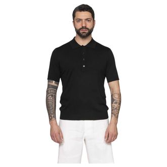 Paolo Pecora Polo Shirts, male, Black, Size: XL Polo in Seta