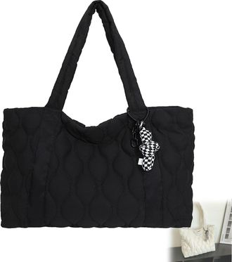 Generic Tote Bag for Women With Compartments, Lightweight Puffy Tote Bag with Compartments Shoulder Bag Handbag for all occasions (Black)