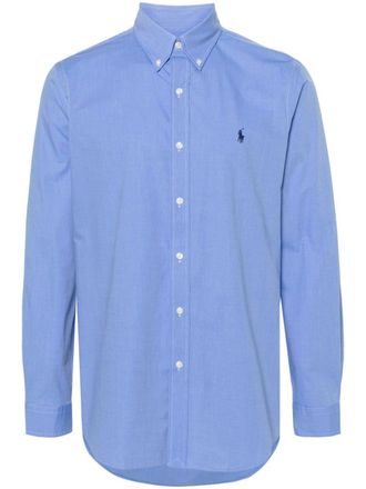 Polo Ralph Lauren Polo Pony-embroidered poplin shirt - men - Elastane/Cotton - 3XL - Blue