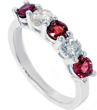 Pompeii3 1 1/2ct Red Sapphire & Diamond Wedding Ring 14K White Gold