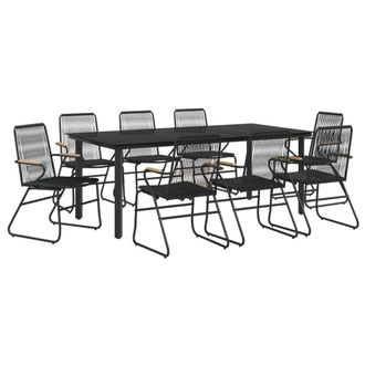 Berkfield Home Beautiful 9 Piece Garden Dining Set Black PVC Rattan