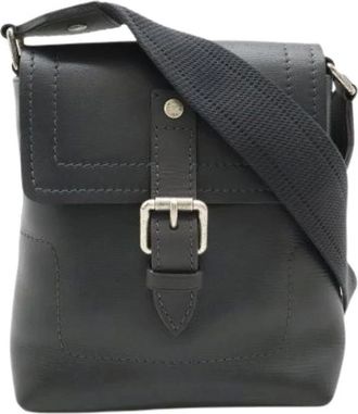 Louis Vuitton Pre-owned Cross Body Bags, male, Gray, Size: ONE SIZE Pre-owned Utah Yuma Leather Shoulder Bag