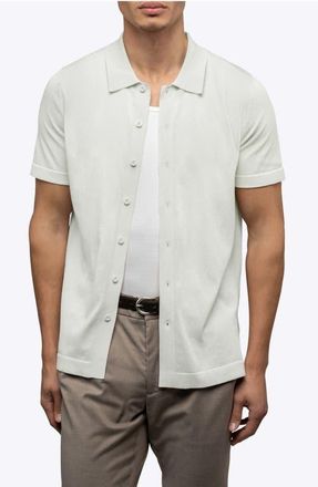 Cuts Riviera Cotton Blend Knit Camp Shirt in Nimbus at Nordstrom, Size Xx-Large