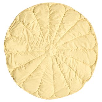 Beliani Alfombra De Juegos Infantil Moderna Con Forma De Flor Funda De Algod&oacute;n Acolchado 110 X 110 Cm Accesorio Habitaci&oacute;n Infantil Amarillo Elizjum