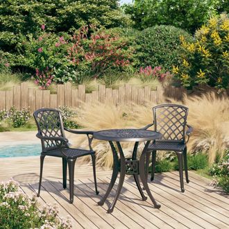 vidaXL Mesa Y Sillas De Bistr&oacute; 3 Piezas Aluminio Fundido Negro Vidaxl
