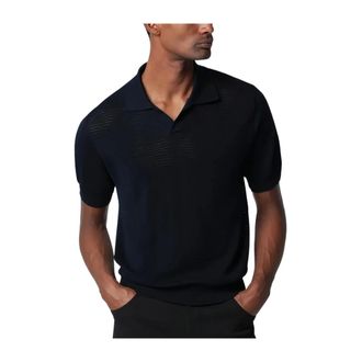 Tagliatore Polo Shirts, male, Blue, Size: 2XL Openwork Cotton Polo Shirt